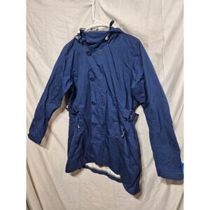 REI Blue Hooded Lightweight Rain Jacket